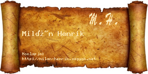 Milán Henrik névjegykártya