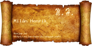 Milán Henrik névjegykártya